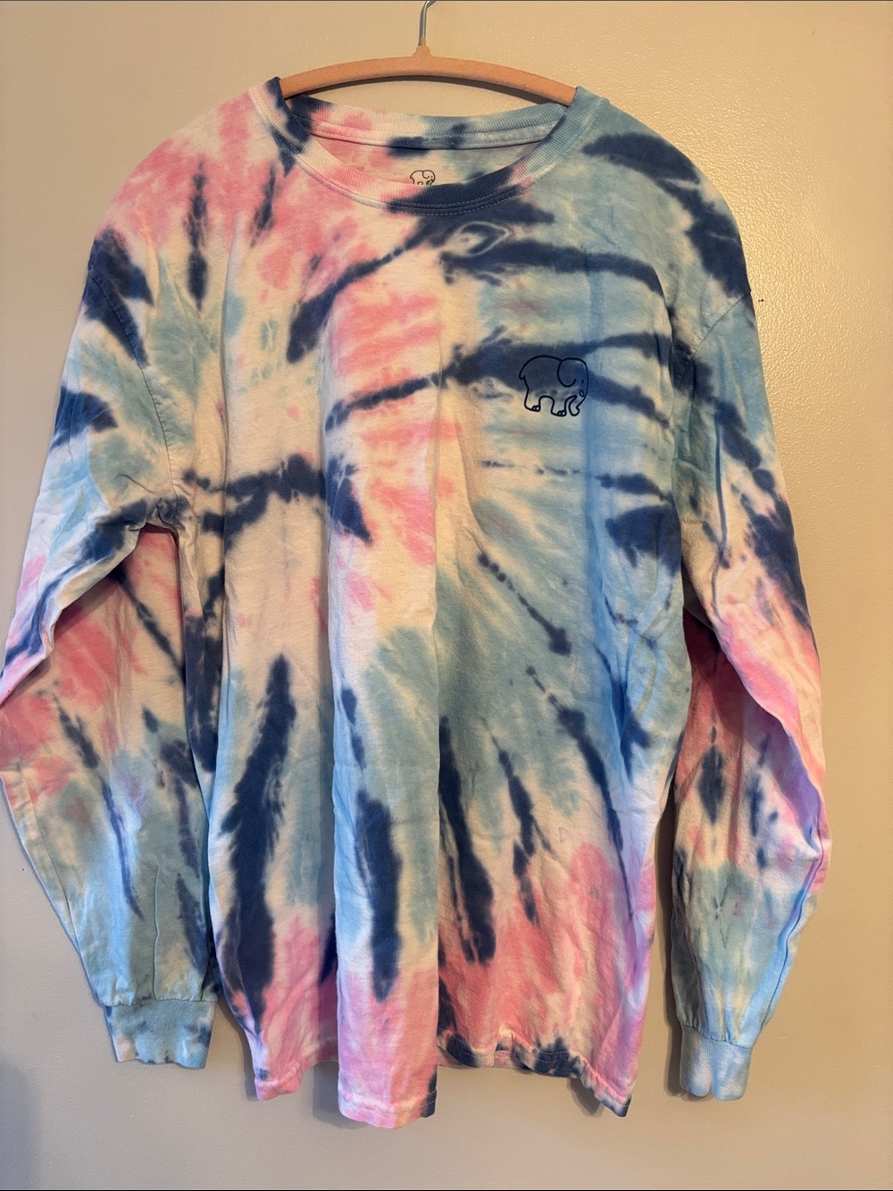 ivory ella Pastel Pink, Light Blue & Navy Tie-Dye Long Sleeve Tee